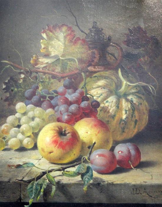 Joseph Denovan Adam (1842-1896) Still lifes of fruit 9.75 x 7.5in.